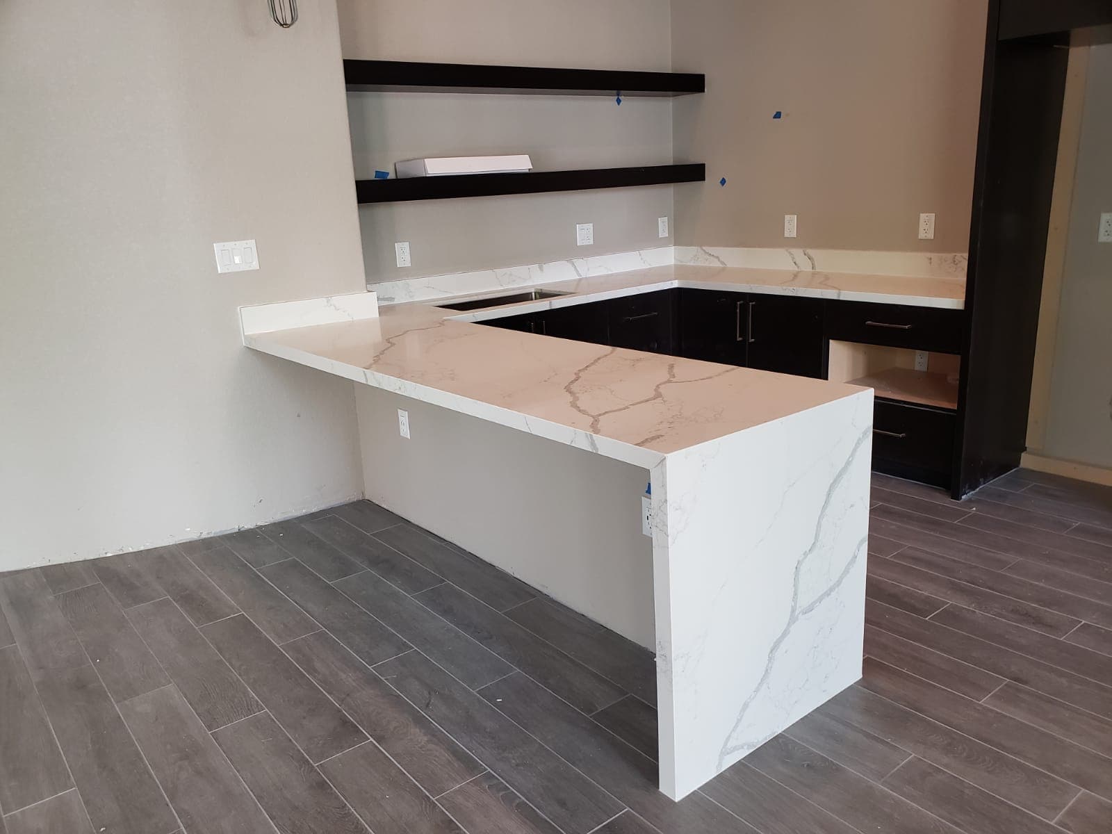 White granite black wood